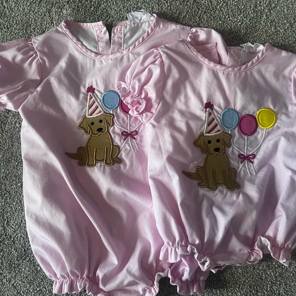 Pink Puppy Party bubbles sister set